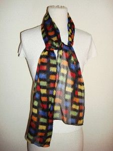 Kathie Lee Collection Made Italy Scarf Neck Wrap Black Square Print