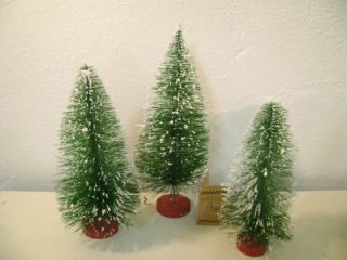 Sisal Green Christmas Pine Trees w Snow Primitives by Kathy