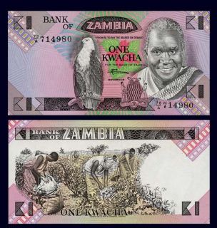 KWACHA Banknote ZAMBIA 1986   KAUNDA   EAGLE   Cotton Harvest   Pick