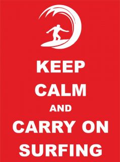 Keep Calm and Carry on Surfing Metal Plaque