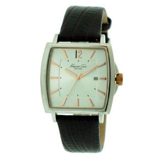 Kenneth Cole New York KC1804 Mens Silver Dial Brown Calfskin Strap