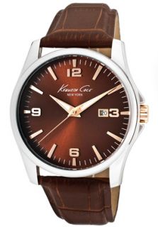 Kenneth Cole Watch KC1867 Mens Brown Dial Rose Gold Tone Accents