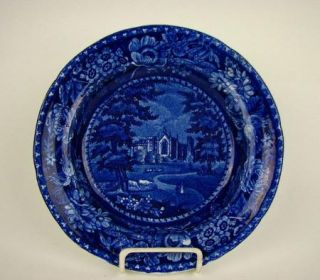 Historical Dark Blue Staffordshire Transferware Plate Antique by Hall