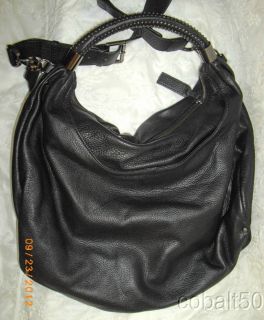 Kenneth Cole Black Leather No Slouch Hobo Bag w Detachable Shoulder