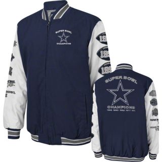 Dallas Cowboys Navy Commemorative 5X Super Bowl Champs Canvas Jacket