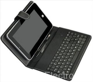 Wide Leather Case Cover USB Keyboard with Stylus for Android Tablet