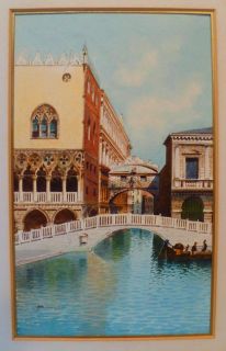 Venice  Ponte Dei Sospiri  Original c1910 Watercolor Listed