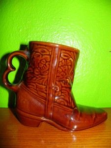 Vintage 1981 Frankoma Cowboy Boot Ceramic Mug