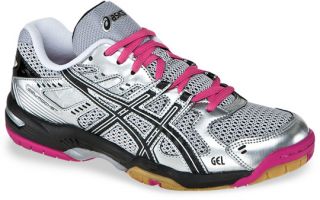 Womens Asics Gel Rocket 6 Volleyball Shoe Silver Black Pink