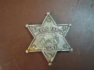 Vintage Wells Fargo Agent Toy Badge Heavyweight Metal Stagecoach Stars