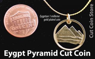 Eygpt Great Pyramid Cut Out Coin Eygptian Pyramids Giza Pendant Charm