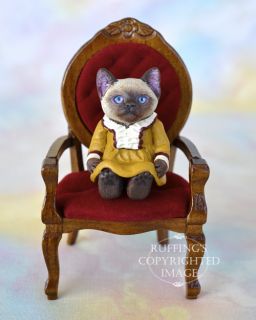 Suki, Original One of a kind Dollhouse sized Siamese Cat by Max Bailey