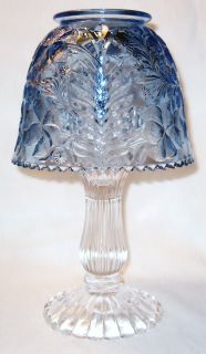 Ice Blue Dogwood Pattern Glass Candle Lamp Fairy Lamp
