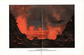 C1900 Volcano Kilauea Eruption Hawaii Antique Litho Print H Kraemer