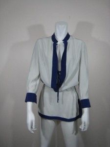 Kimberly Taylor Gorgeous Silk Tunic with Contrast Trim and Ruched