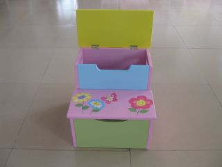 painted Bright Color Toddler Step Stool Storage Box Kids Furniture