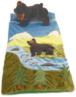 Plush Kids Toddler Black Bear Sleeping Bag Slumber Outdoors Animal