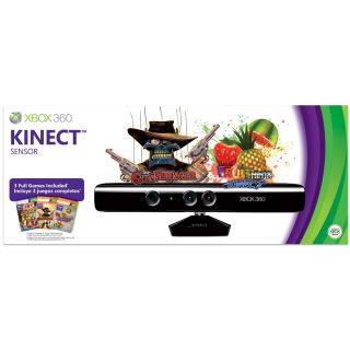 Kinect Sensor w Adventures Game Gunstringer Fruit Ninja Token Xbox 360