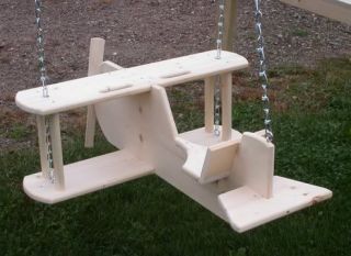 Unique Kids Toy Airplane Swing Wooden Solid Pine Wood Amish Toddler