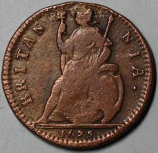 old copper farthing of king charles ii 4th year of issue farthing old