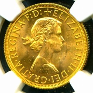 1958 Britain Q E II Gold Coin Sovereign NGC Cert Genuine Graded MS 64