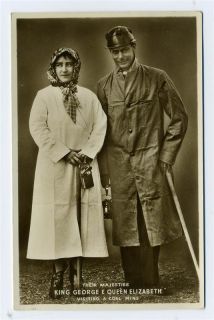 King George & Queen Elizabeth Visit a Coal Mine Real Photo Postcard