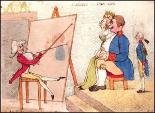 Richard Newton produced a print in 1791 showing him painting the king