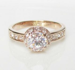 Rose Gold GP Swarovski Crystal Engagement Promise Ring