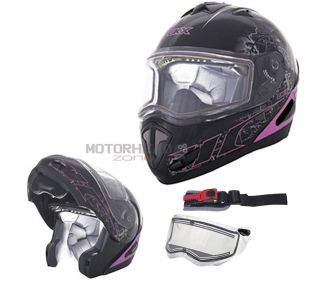 Snowmobile Helmet Lens Electric Shield Flip Up Modular Small Pink CKX