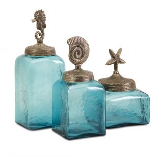 Classic Blue Glass Kitchen Canisters