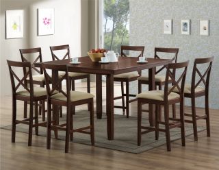 Brown Wood Modern Counter Stool Kitchen Furniture Set of 2 PCH6855 S3