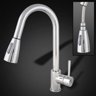 New 16 Chrome Kitchen Sink Faucet Pull Out Down Dual Spray Tap Bar