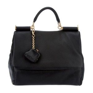 New DOLCE & GABBANA Large Miss Sicily Leather Handbag BLACK Purse