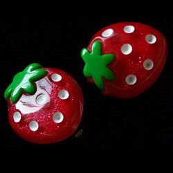 597ke Strawberry clip on earrings kitsch kawaii retro costume EMO