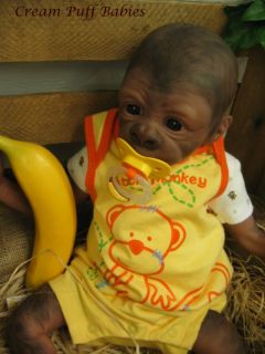 Reborn Gorilla Monkey Doll Kiwi by Denise Pratt and Cream Puff Babies