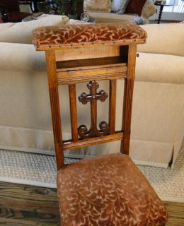 Prayer Chair Gothic Victorian Carved Cross Kneeler Prie Dieu