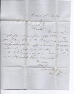 Canada 1855 Stampless Steamboat Letter Montreal to Kingsville