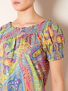 Lauren by Ralph Lauren Short sleeved paisley print top Multi Coloured   