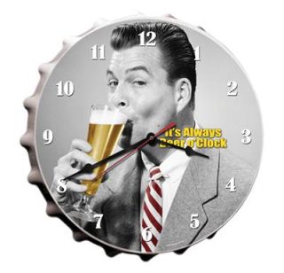 Motorcult KEG004 Clock Wall Mount Beer OClock Logo Gray Face 16
