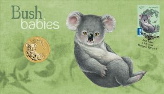 2011 Bush Babies Complete 5 Coin Set $1 First Day Cover Koala
