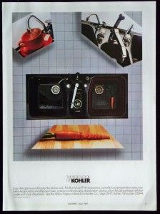 1987 Kohler Bon Vivant Food Prep Area Magazine Print Ad