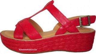 Kork Ease $155 Ande The Original Platform Red Leather Wedge Sandal