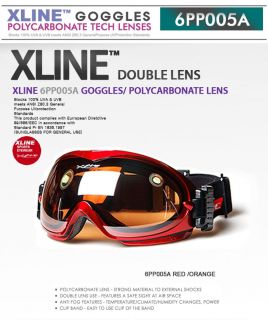 Xline 6PP005A Red Orange Clean Dual Antifog Lens Ski Snowboard Goggles