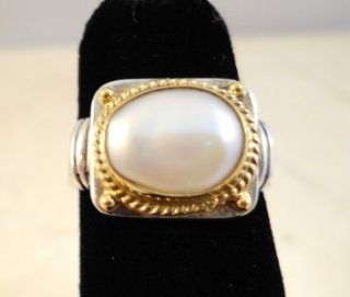 22 KT Gold Sterling Silver Opal Konstantino Ring Size 6