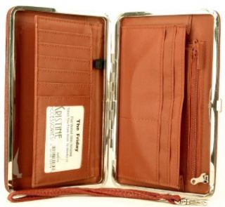 Kristine Flat Wallet Thick Wristlet Rust Red Clutch New