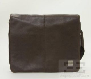 Knomo Brown Leather and Canvas Messenger Bag