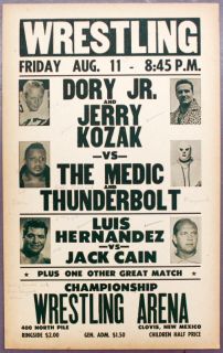 Wrestling Poster Dory Jr Jerry Kozak vs The Medic Thunderbolt
