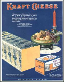 color 1925 advertisement for Kraft American Pasteurized Block Cheese