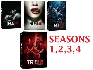 True Blood DVD SET. SEASONS 1 4 COMPLETE SET. BRAND NEW. SEASON 4 JUST