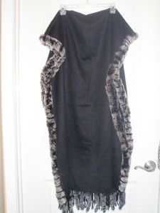 La Fiorentina Black Wool Fur Wrap MSRP $350